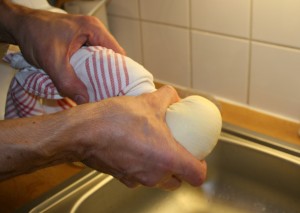 squeezing out buttermilk