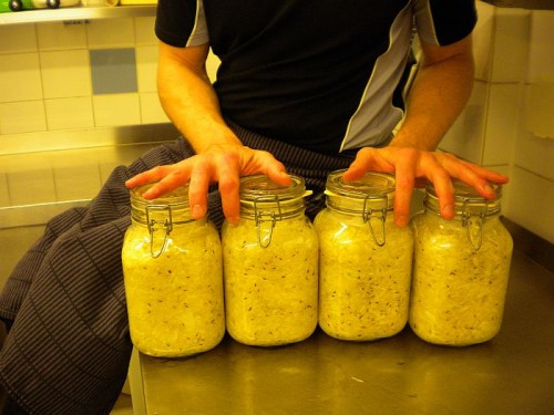 Preparing sauerkraut at home