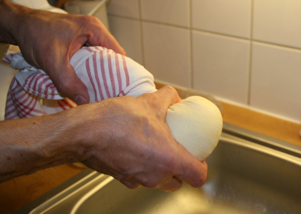 squeezing out buttermilk