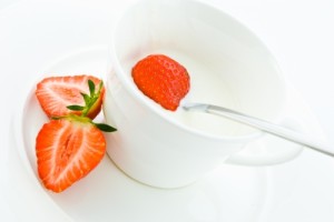 yogurt with probiotics and strawberries