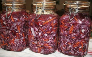 Fermented vegetables in jars