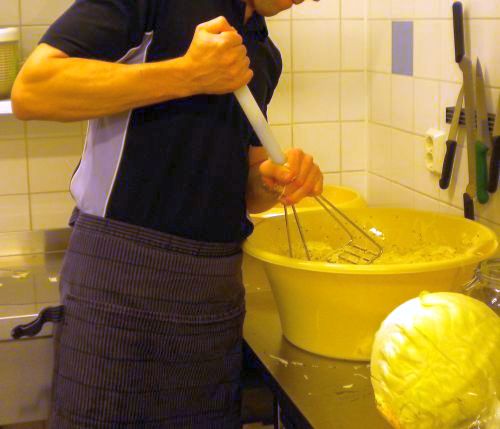 Preparing sauerkraut